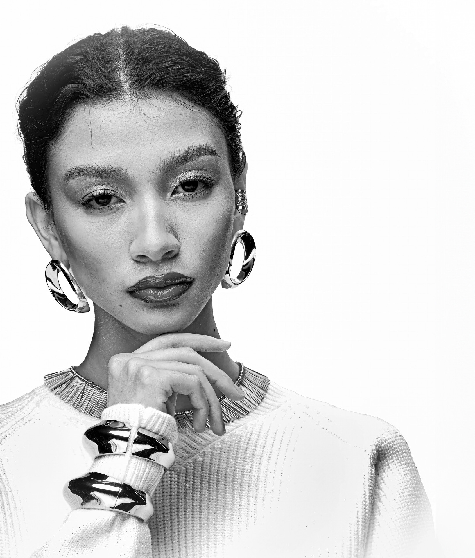 Black and white editorial portrait by Alpha Leon Creative Studio